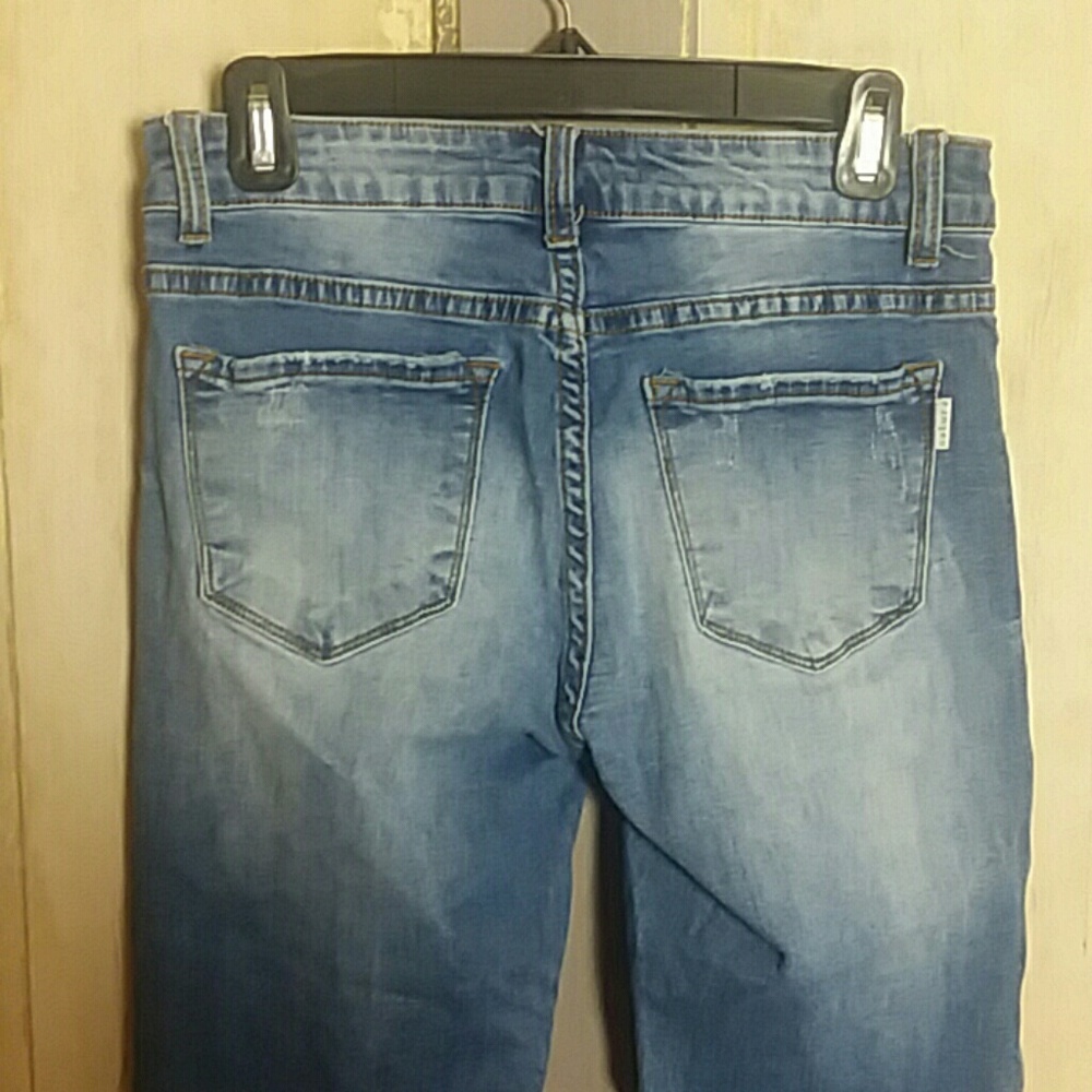 Nature Skinny Jeans Distressed Faded Knee Texture - Picture 5 of 6